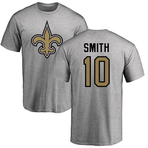 Men New Orleans Saints Ash Tre Quan Smith Name and Number Logo NFL Football #10 T Shirt